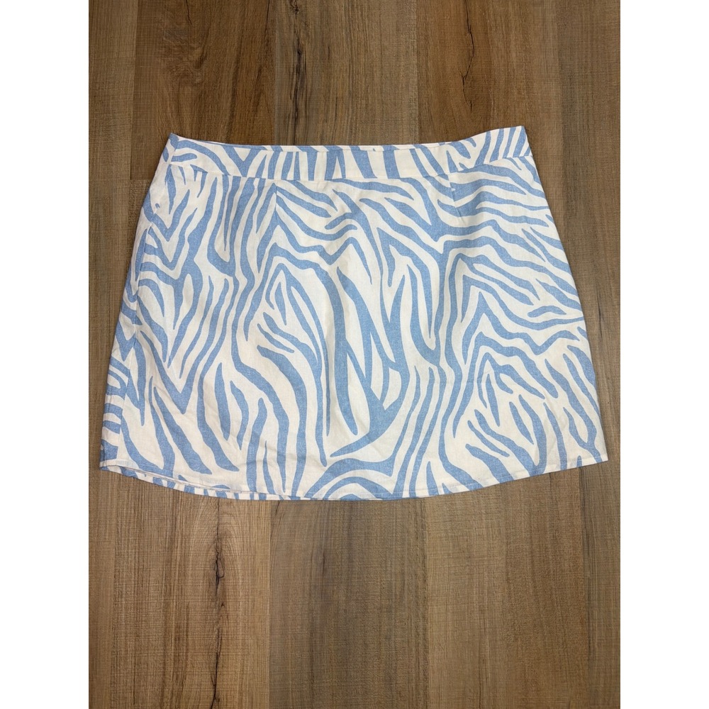 VICI Blue White Zebra Print Cotton Mini Skirt XL ACS30278 Animal Print